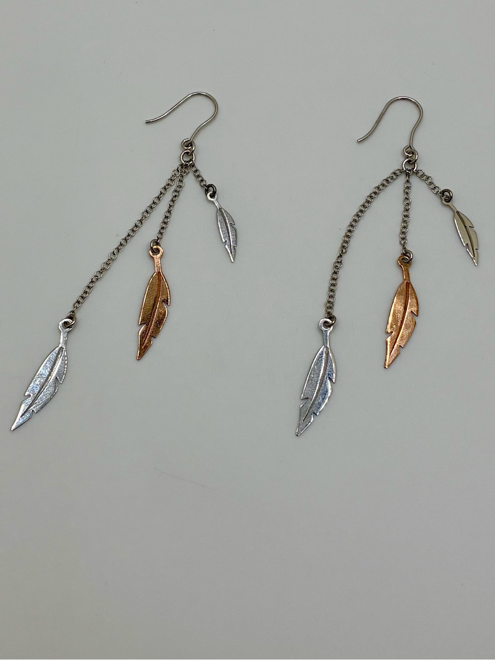 Sterling silver feather earrings